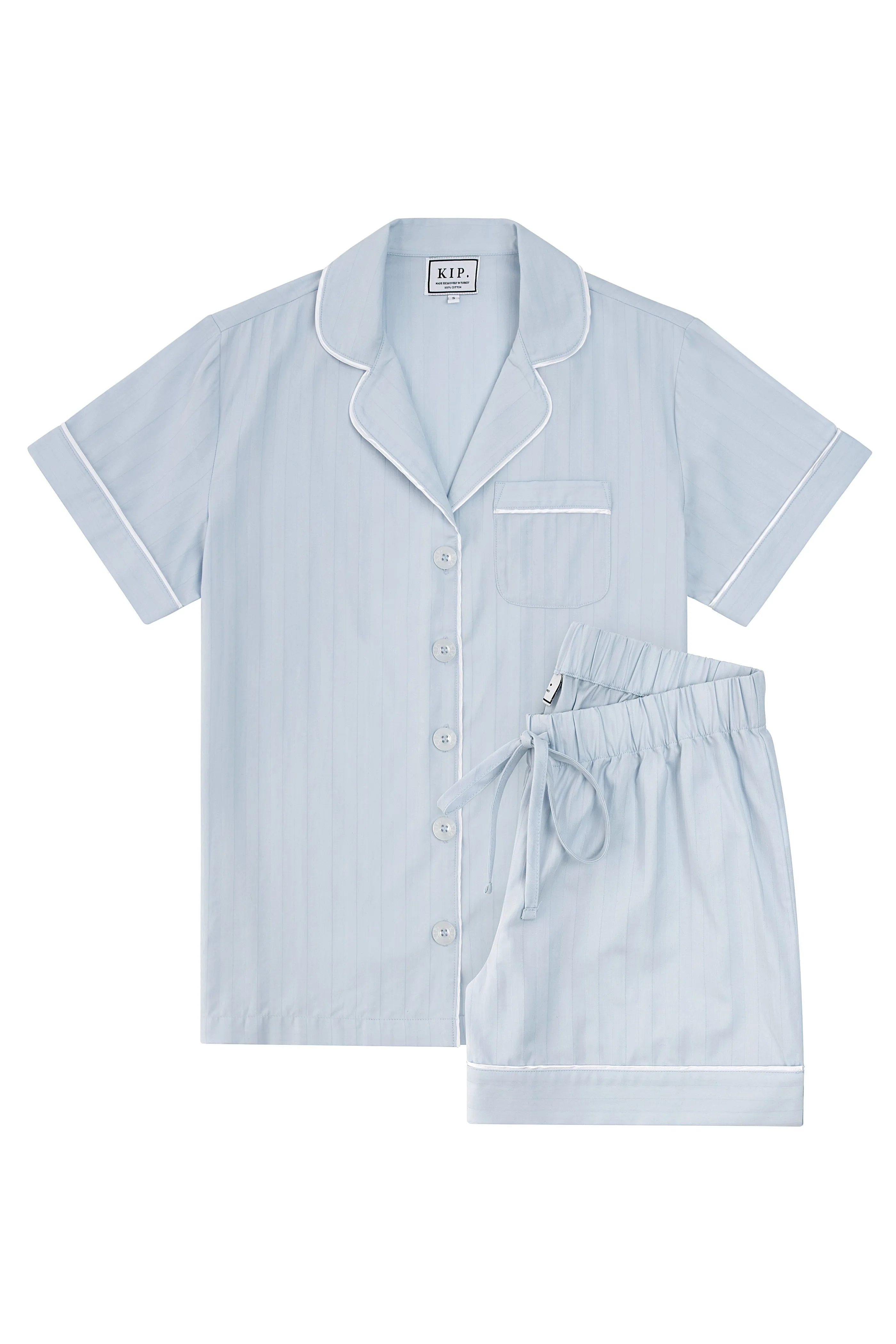 KIP Premium Cotton Short Set in Mist Blue