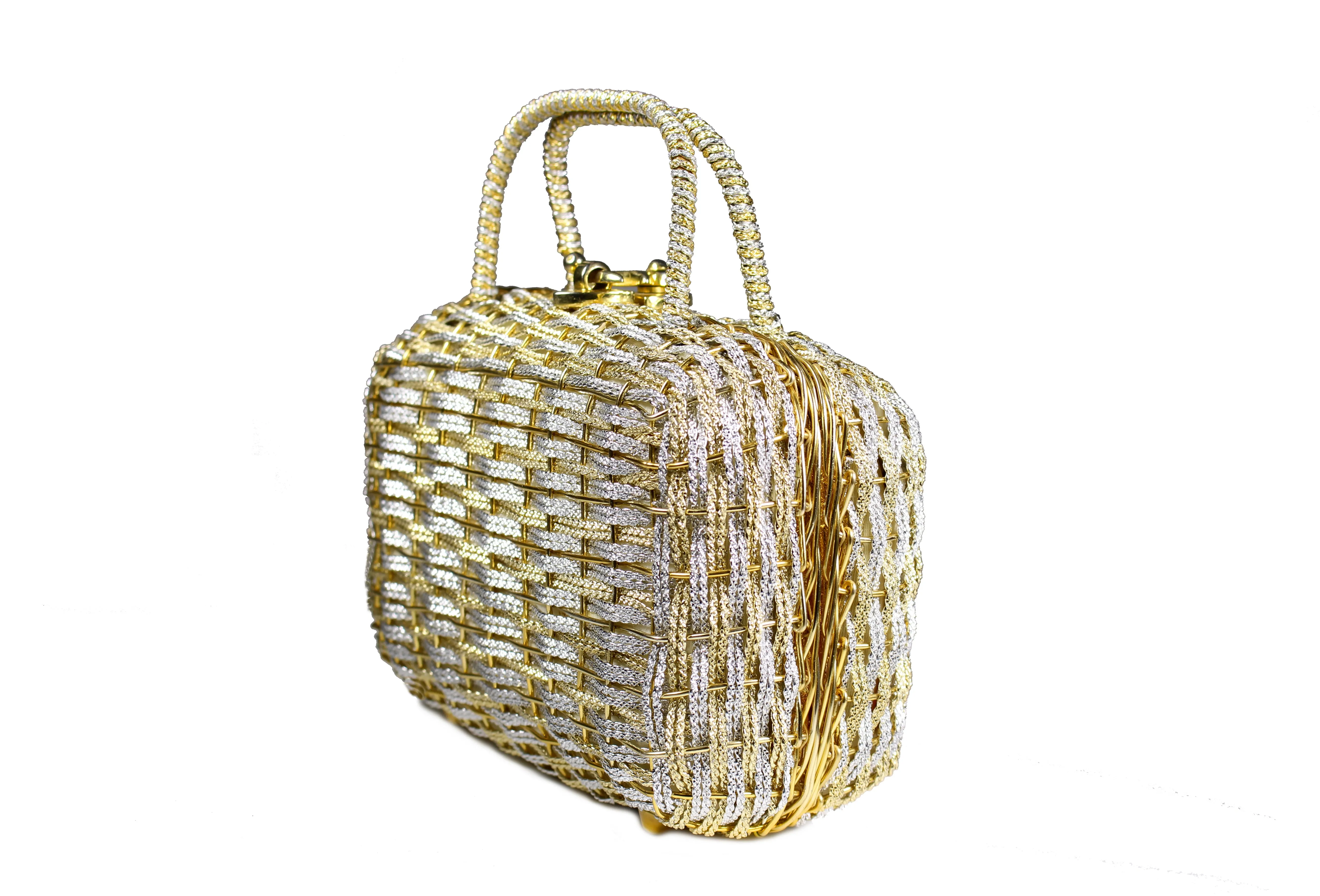 KORET woven golden and silver metal handbag