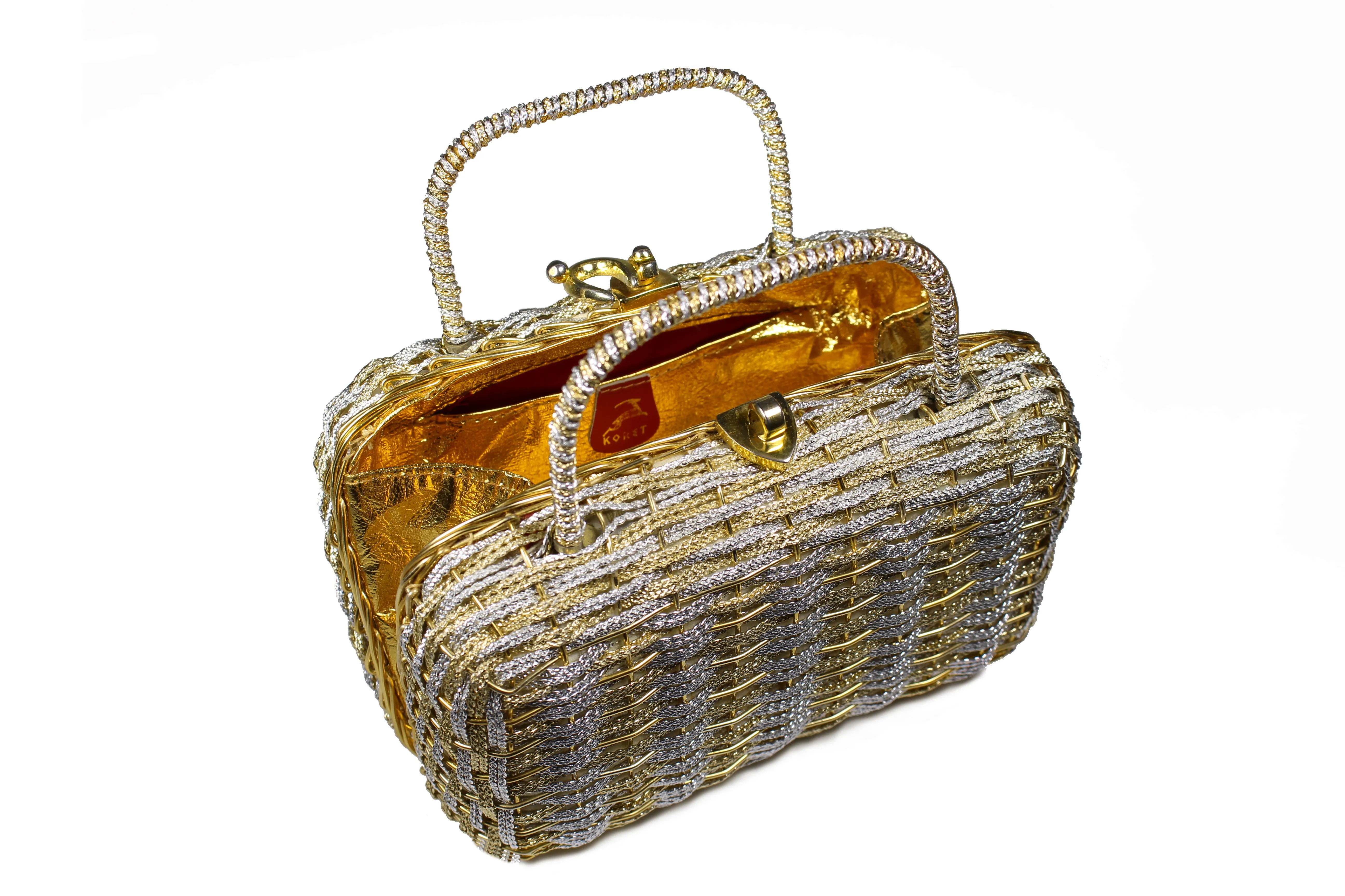 KORET woven golden and silver metal handbag