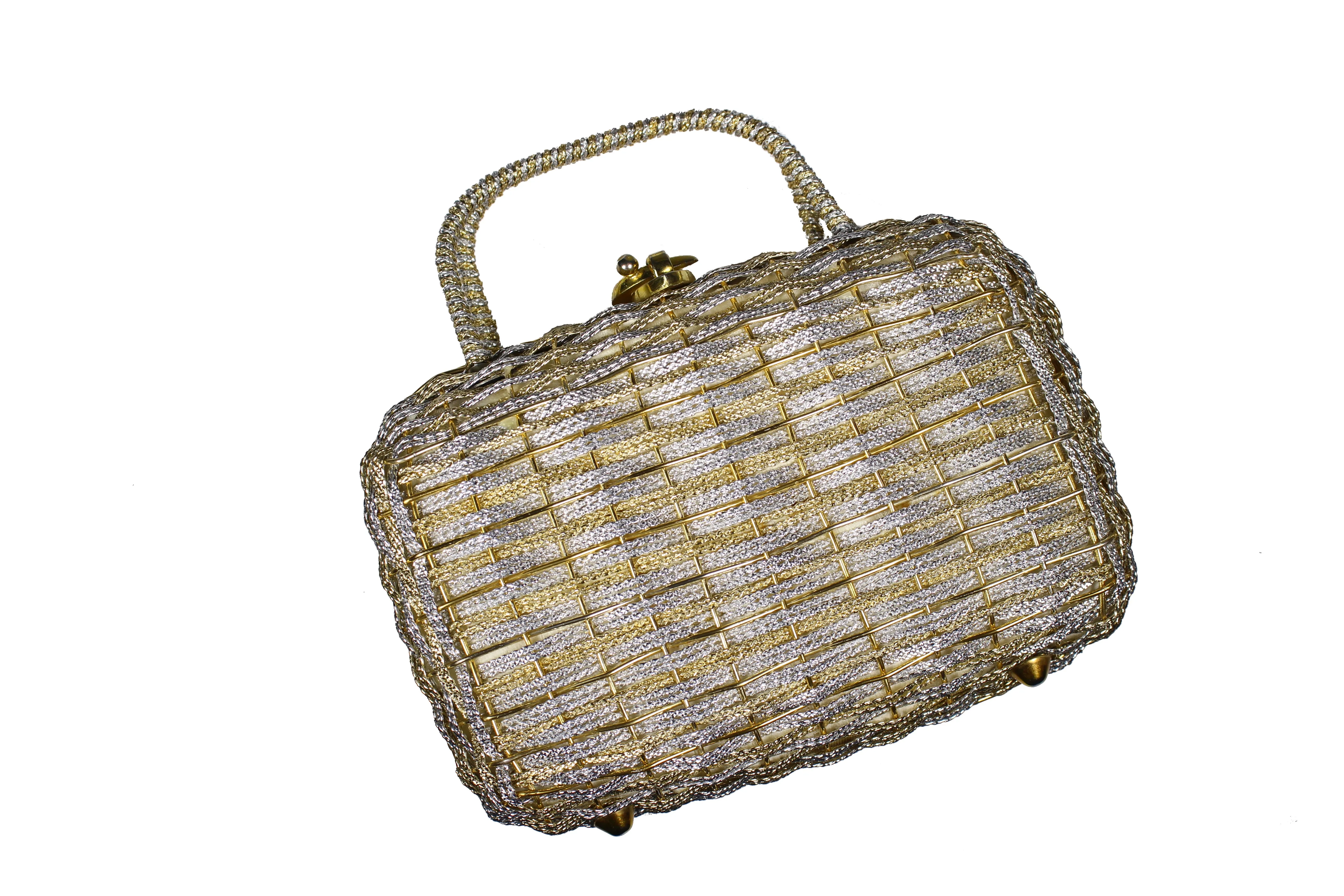 KORET woven golden and silver metal handbag