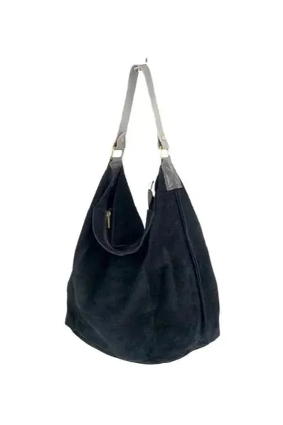 Large Suede Leather Hobo Bag