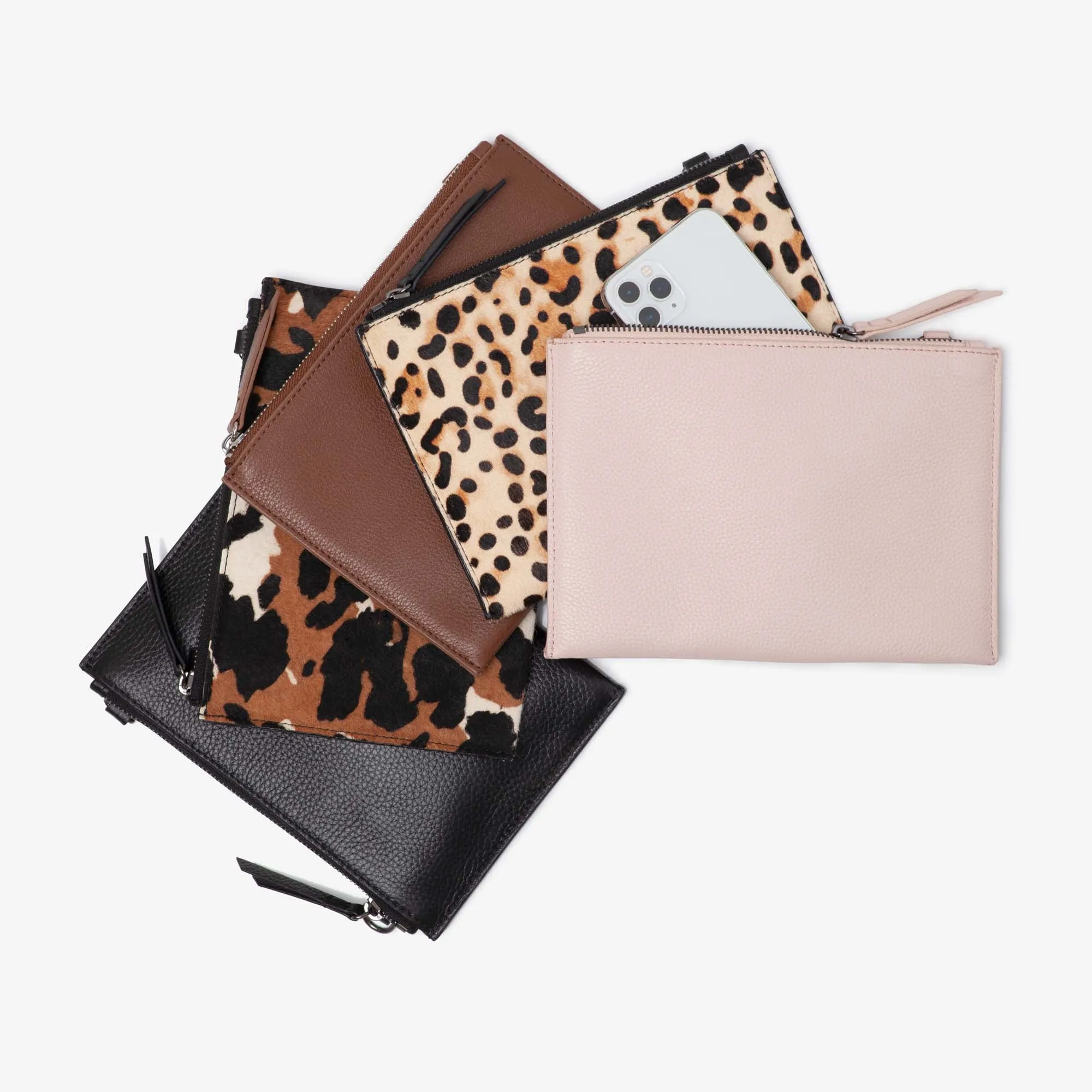 Leather Mini Clutch -  Leopard