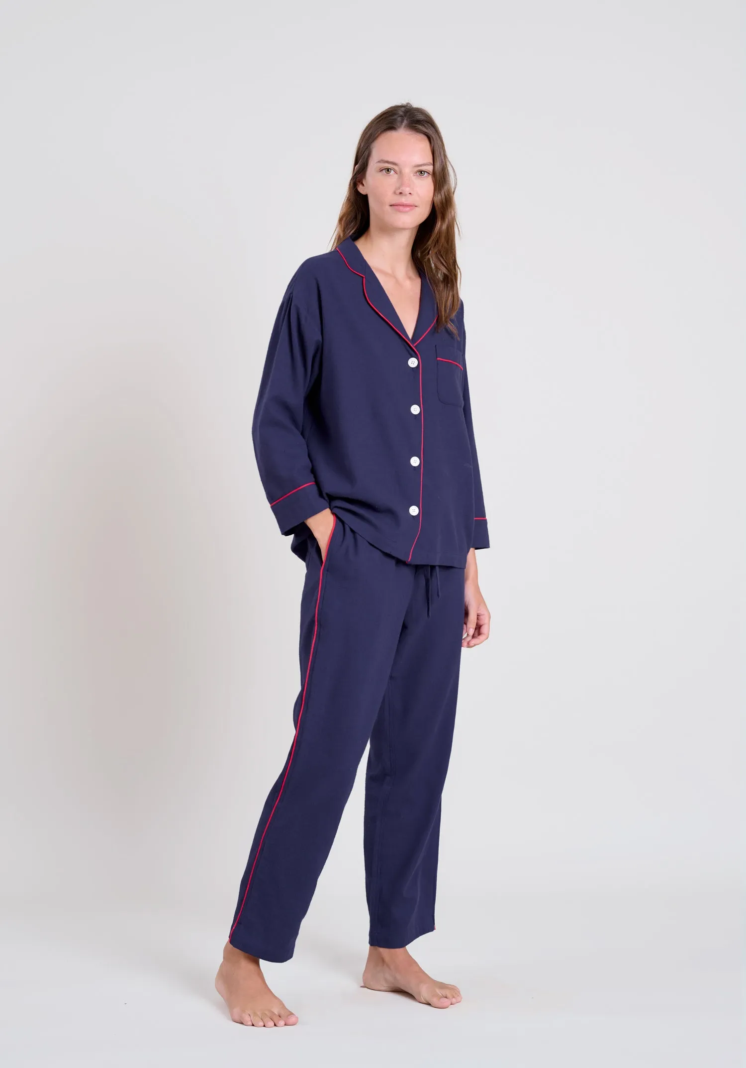 Marina Pajama Set in Navy Flannel