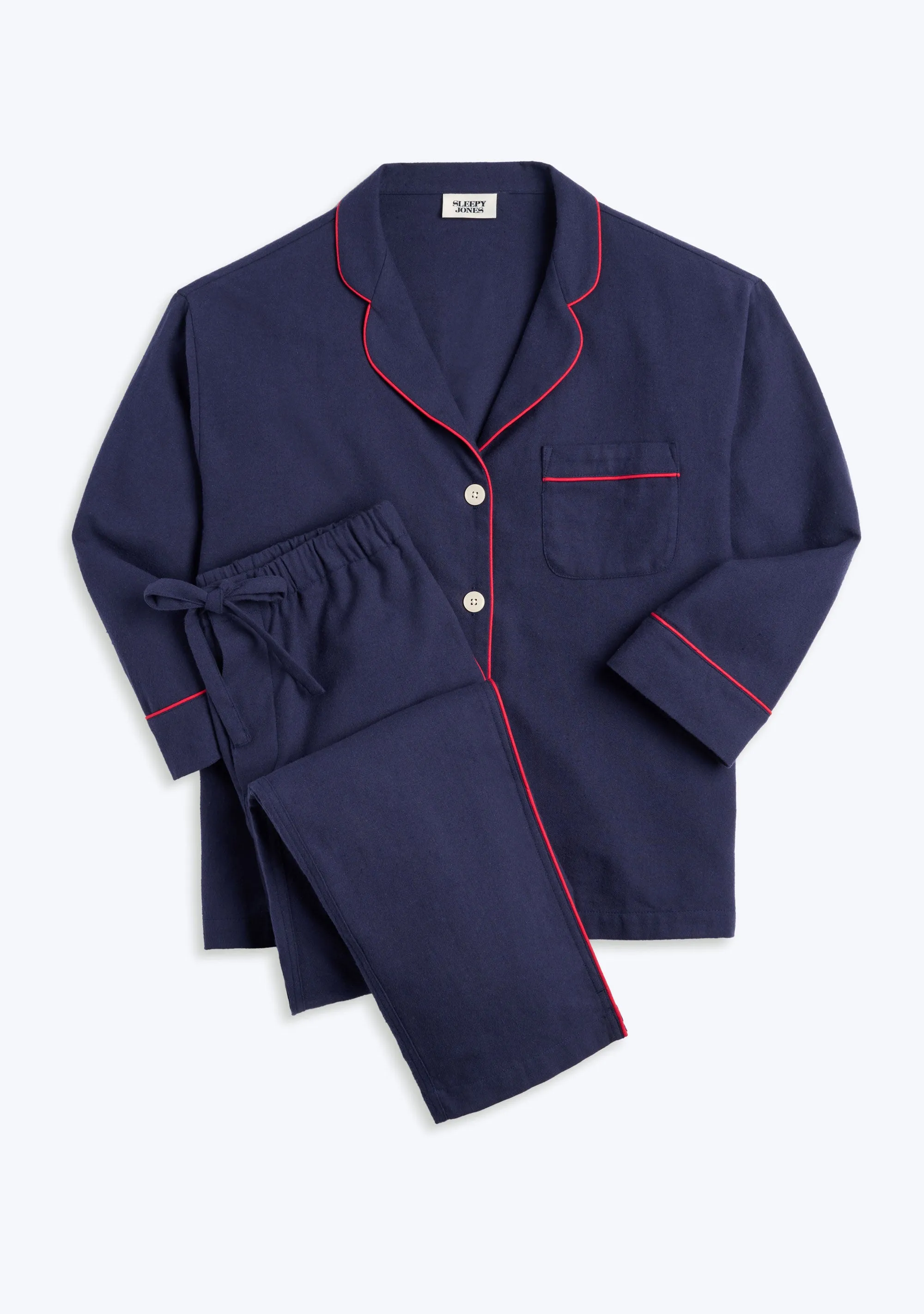 Marina Pajama Set in Navy Flannel