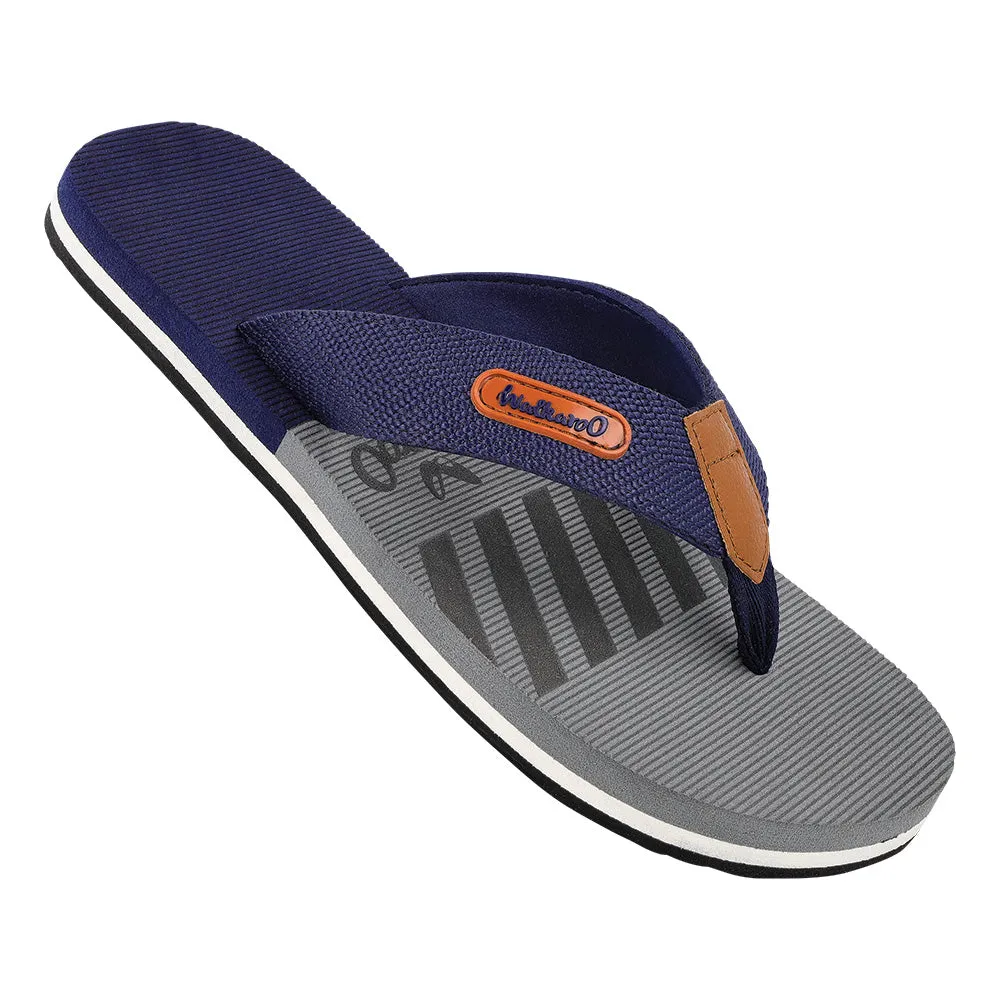 Blue Grey Printed Mens Flip Flop Slippers with WC4258 Design - Stylish and Comfortable