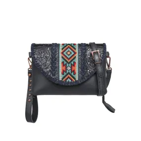 Montana West Real Leather Tooled Crossbody Clutch