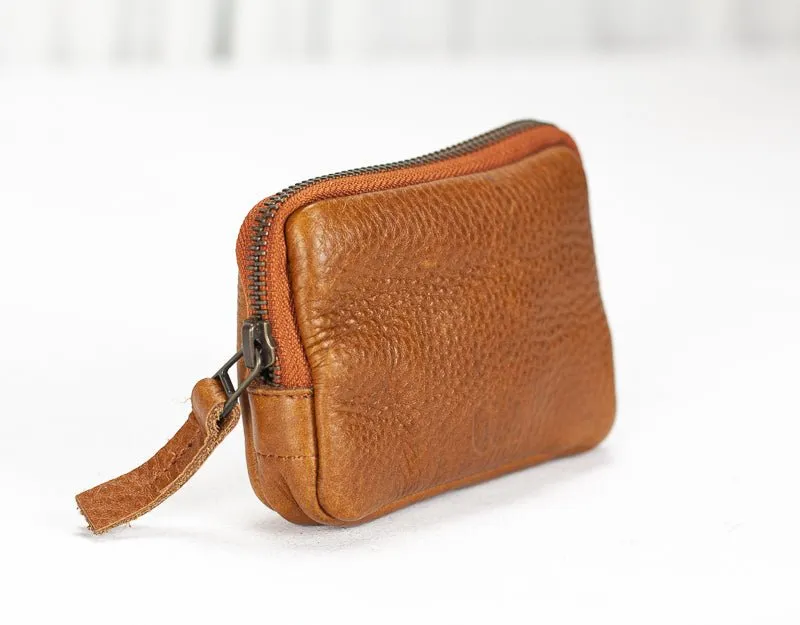 Myrto wallet - Brown pebbled leather