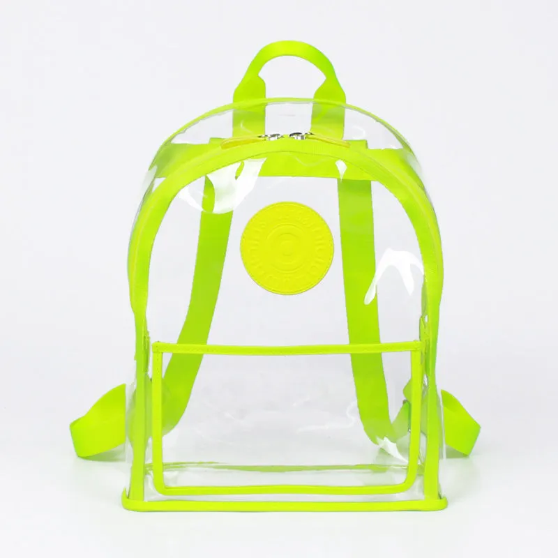 neon green clear backpack