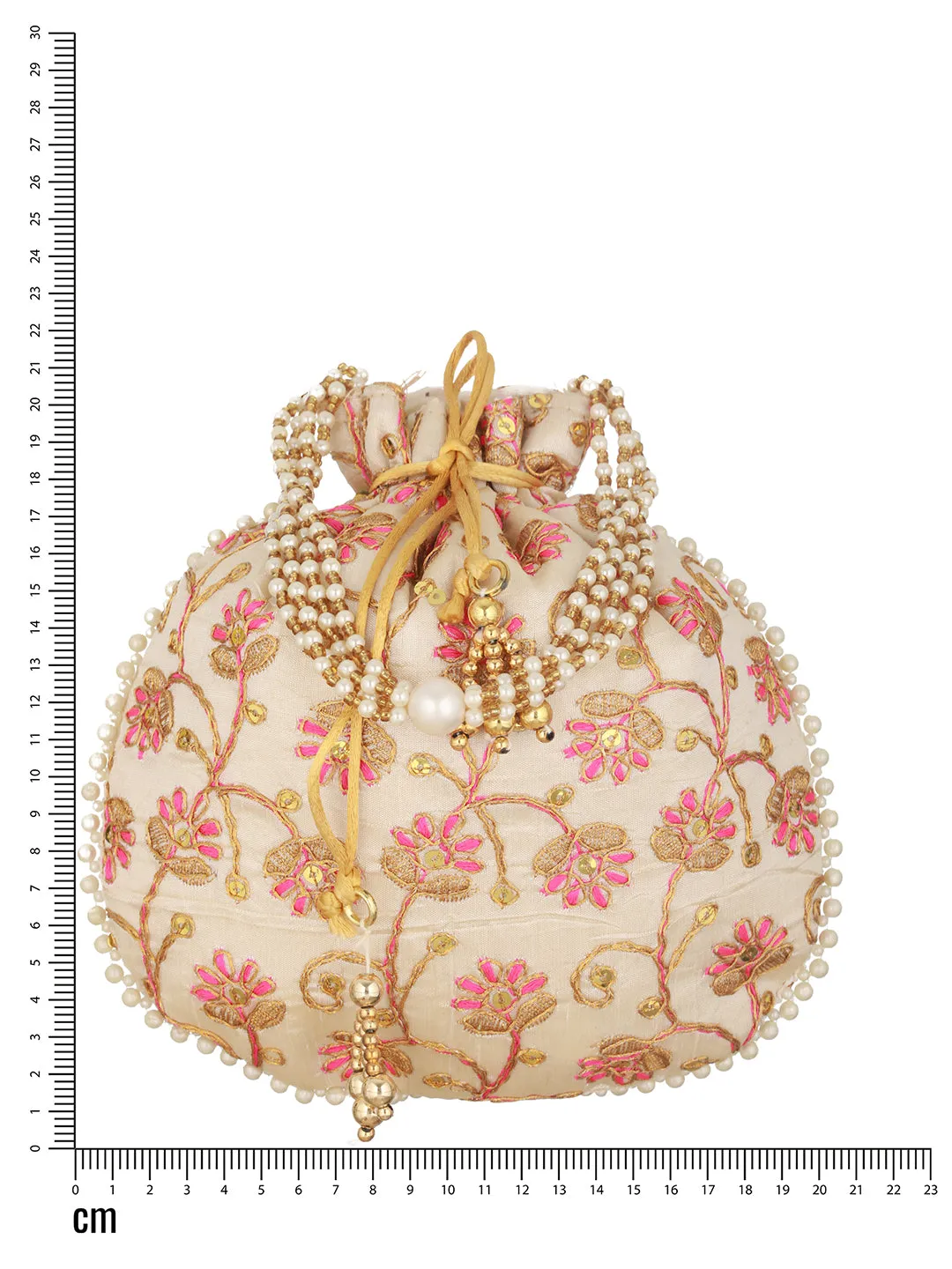 Pink & Gold-Toned With Rich Embroidered Potli Clutch