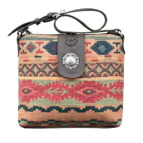 Santa Fe Woven Tapestry Zip-Top Shoulder Bag w/ Conceal Carry Pocket