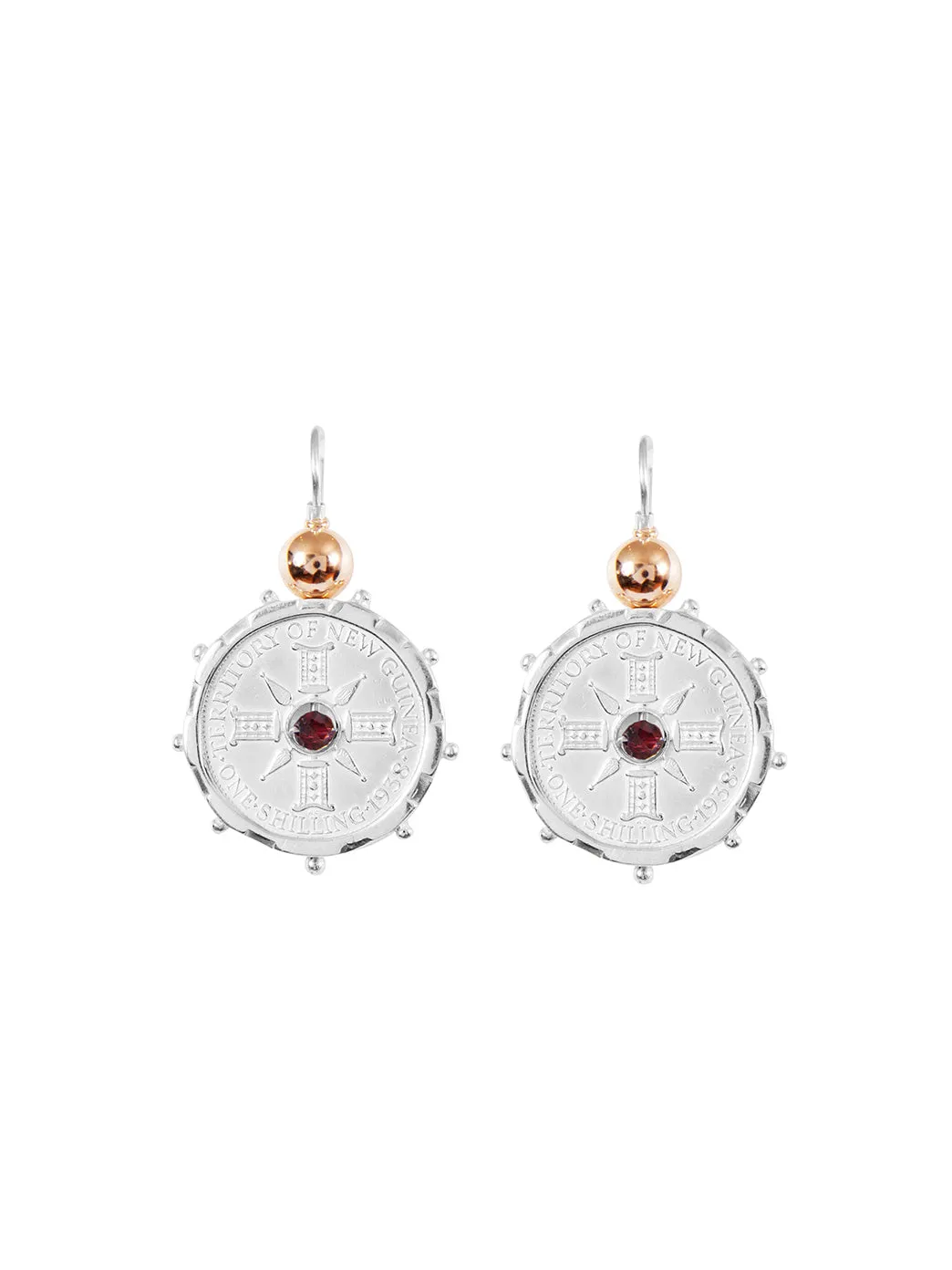 Silver Encased PNG Coin Earrings