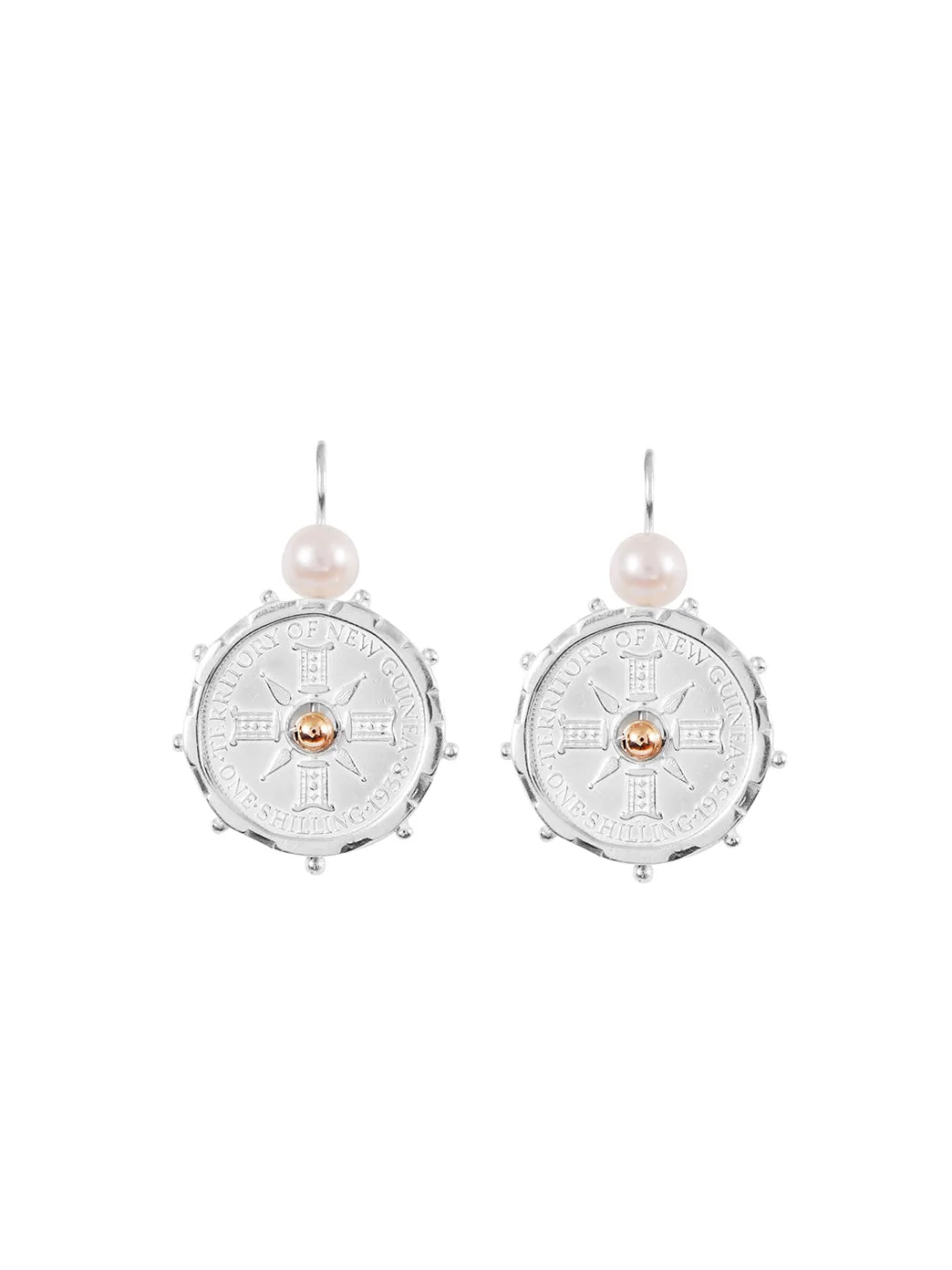 Silver Encased PNG Coin Earrings