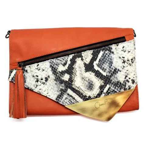 Sioux - Orange Python clutch bag