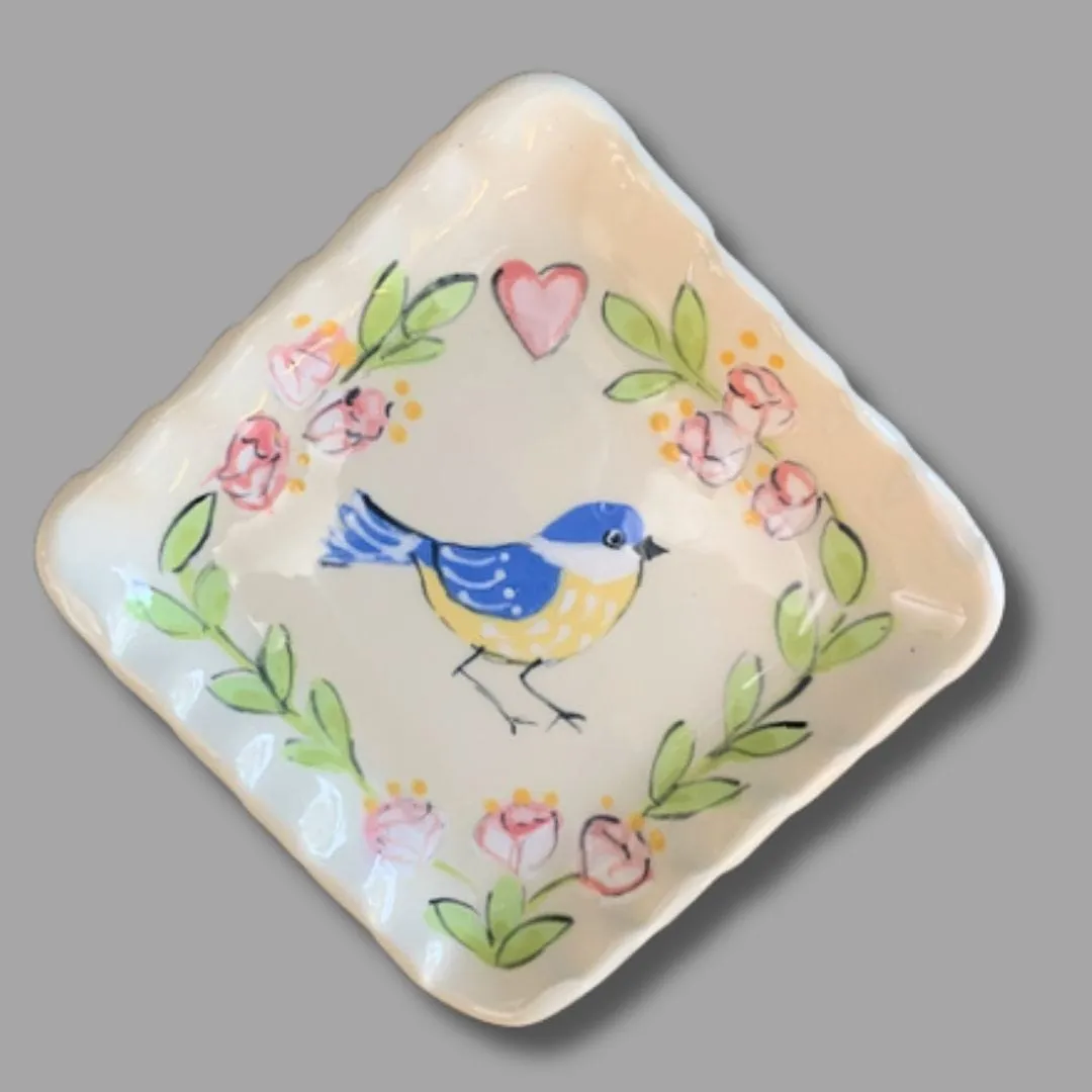 Spring Bluebird Mini Square Tray