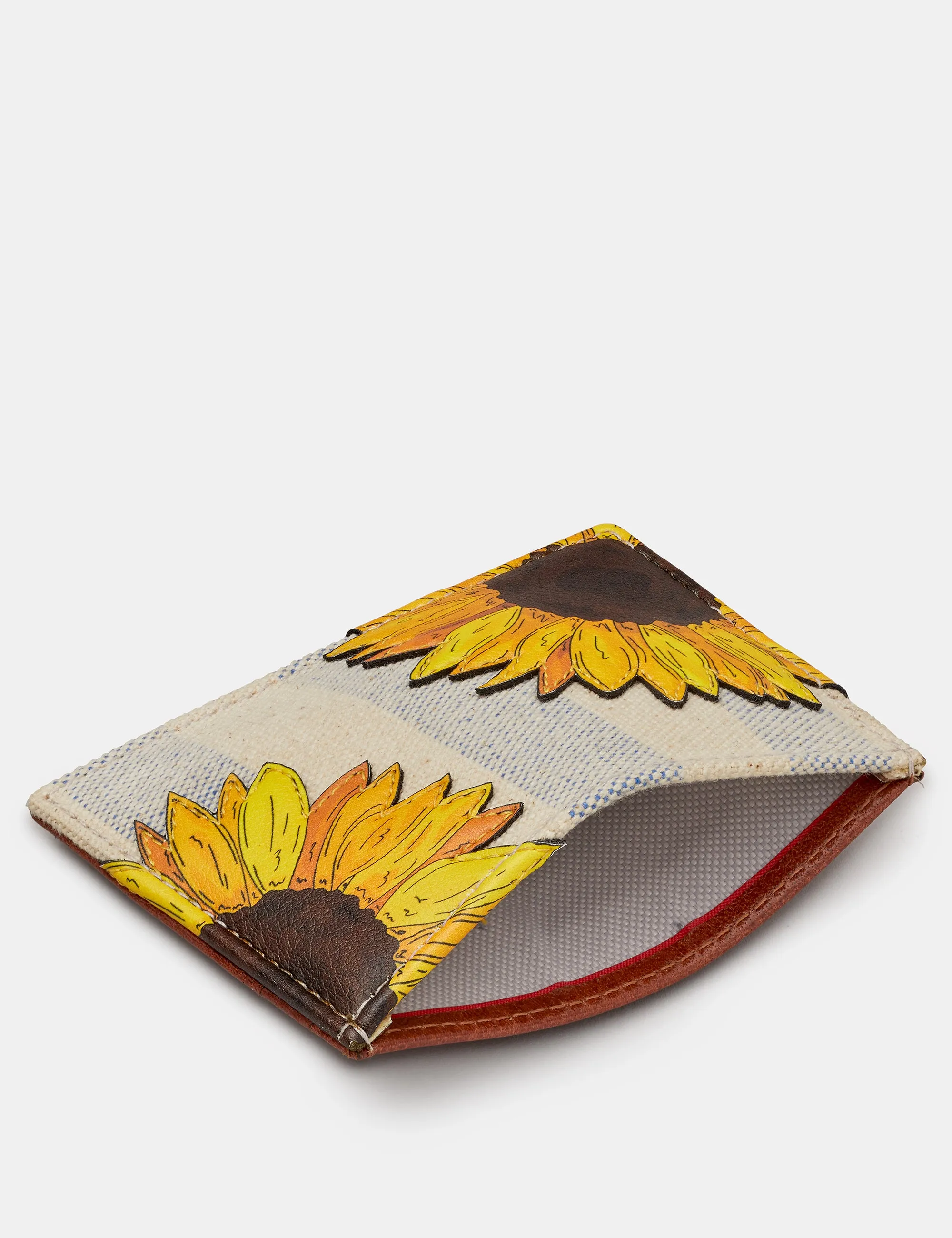 Sunflower Bloom Leather And Canvas Academy Card Holder