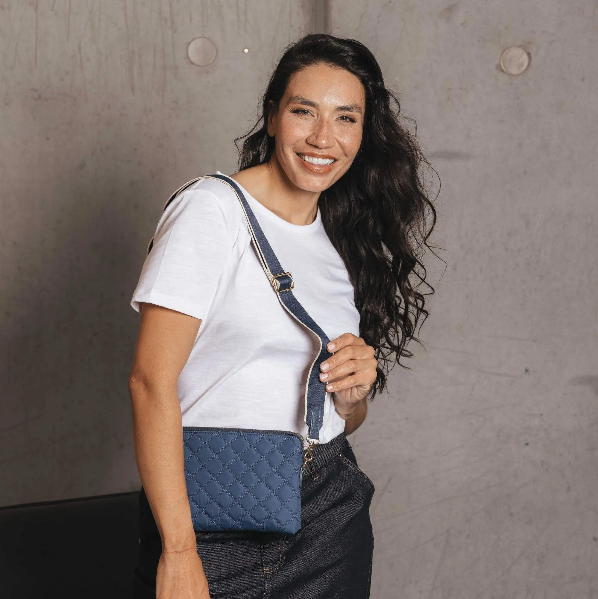 Tribeca Quilted Kiara Navy Crossbody/Clutch