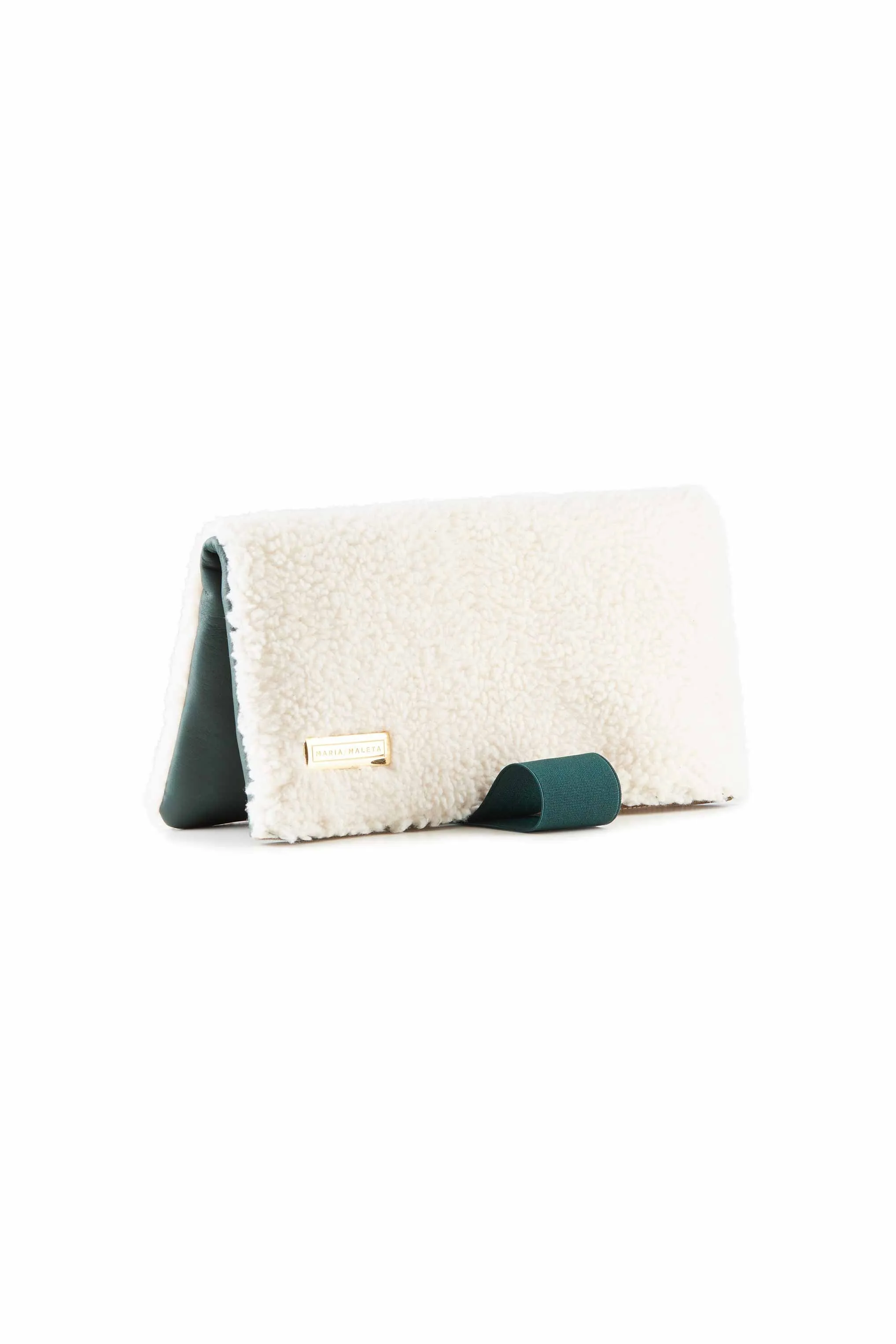 White Shearling Clutch