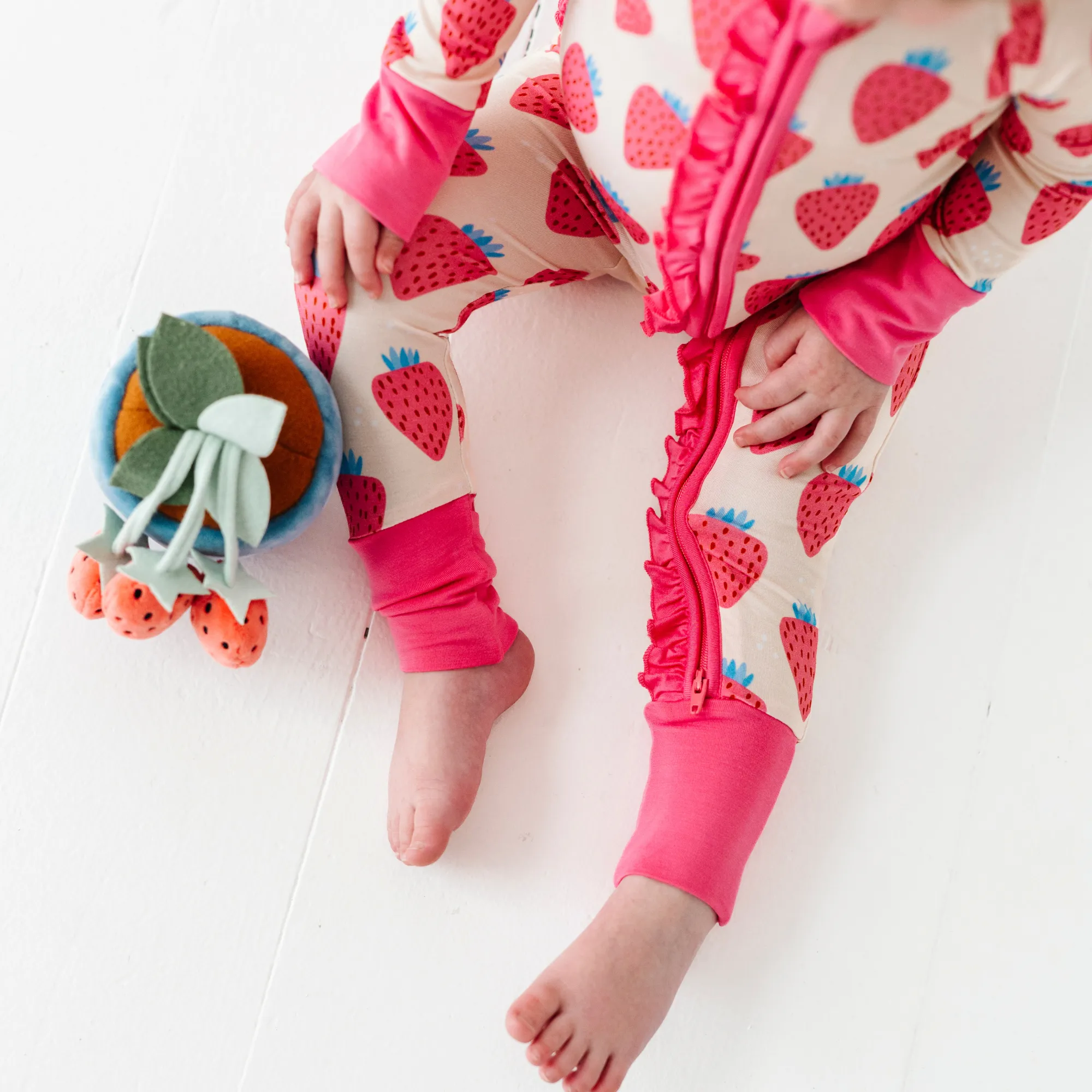 You're My Jam Strawberry Convertible Footies with Ruffle