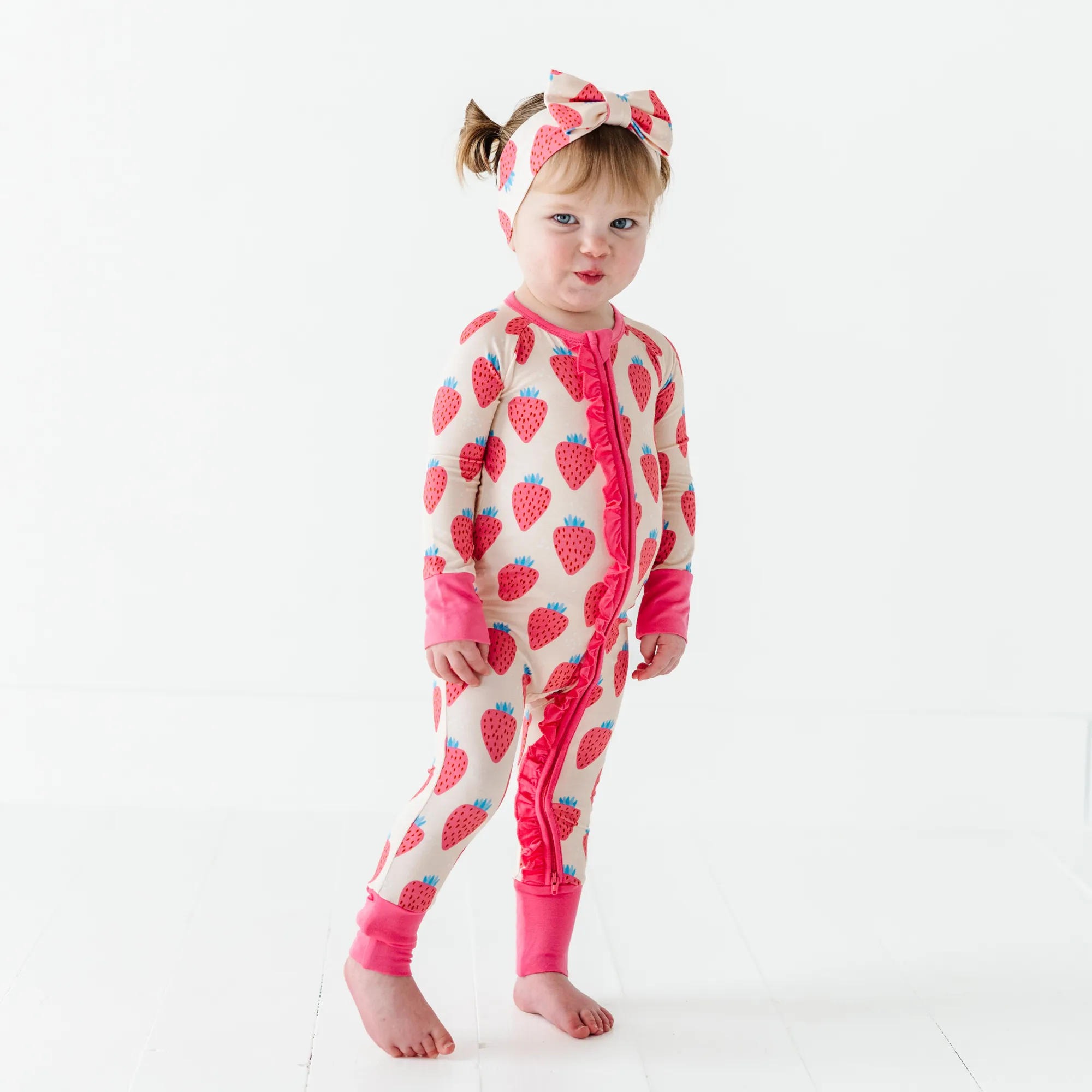 You're My Jam Strawberry Convertible Footies with Ruffle